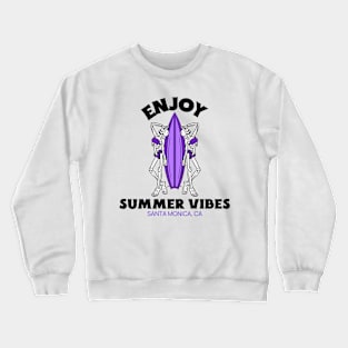 Summer Vibes Santa Monica Surfer Surf Surfing Beach Crewneck Sweatshirt